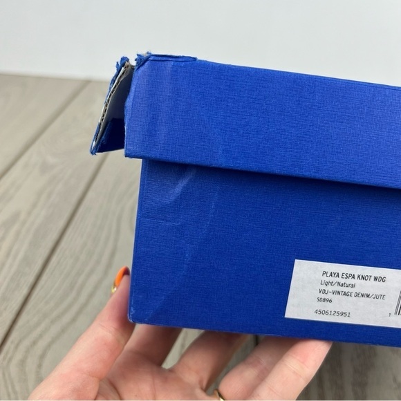 Stuart Weitzman Playa Espadrille Knot Wedge Sandals 38/7.5B Vintage Denim $395 - Picture 10 of 10